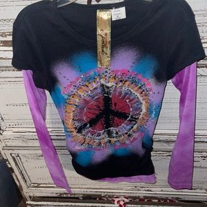 NWOT Spoiled brand new shirt long sleeve so cute peace sign with sequins size m